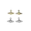 Studörhängen Western Empress Dowager Silver Saturn Vatten droppar Långt mousserande Diamond Crystal Ear Studs Klipp Två Wear Style Fashion för kvinnors smycken EFBA