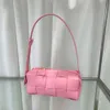 Dames luxe modeontwerper tas echt leer handgeweven vierkante kussen tas koeienhuid effen kleur mode een schouder crossbody tas
