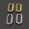 Edelstahl 18K vergoldete Creolen, klassische Mode, rechteckige V-Ohrringe, Designer für Frauen, europäischer Luxus-Schmuck, Geschenke