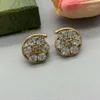 Stud Diamond Flower Letter Stamps Hoop Crystal Petal Earring Gift 2024 Designer Oorbellen Sieraden