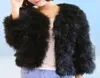 Luksusowe ciepłe damskie płaszcz strusi futra futra płaszcza Kobieta Krótka kurtka z pióra indyka zima długie rękaw WhiteblackBlue8976703