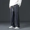 Mens designer running baggy track pants Plaid Corduroy straight leg wide jogger casual sweat for men 240106