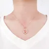 Catene 585 Collana con ciondolo fiore ovale rosa placcato oro viola 14K Perline rotonde Design traforato Gioielli da donna eleganti unici