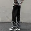 Jeans da uomo per uomo autunno stile americano nappa cuciture alla moda bordo ruvido ampio pantaloni da strada pantaloni streetwear da uomo