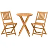 Camp Furniture 3 Piece Folding Acacia Wood Outdoor Patio Bistro Table And Chair Set