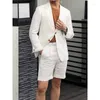 Men's Suits Summer Beach Linen Men With Short Pant Custom Made Wedding Groom Prom Terno Masculino Slim Fit Blazer 2 Pieces Jacket