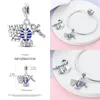 Lösa ädelstenar 925 Sterling Silver Exquisite Blue Spider Guardian God God Pyramid Sphinx Charms Pärlor Passar originalarmband DIY