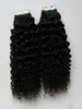 キンキーカーリースキンワフトヒューマン100g 40pcs人間の髪のブロンドのテープ目に見えない黒い本物の髪1バンドルレミーヘアブラウン1747396