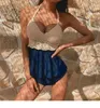 Kobiety z dzianiny Tankinis High talia bikini zestaw ręcznie robiony szydełkowy bikinis kostium kąpielowy dla azjatyckich 240105