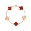 Accessori per gioielli Van classici Versione alta Bracciale a cinque fiori Lucky Grass Rosa femminile Oro rosso Fritillaria Temperamento semplice Personalità Regalo Qixi