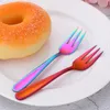 8 pezzi tavolo da pranzo dessert forchetta da frutta in acciaio inossidabile 18/10 raccoglitori per alimenti forchetta per bambini posate colorato specchio lucido OEM 240106