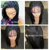 Korta bob syntetiska peruker för afrikanska svarta kvinnor spetsar front peruk afrikansk flätningslåda flätor peruk med baby hår värme resistant6903913