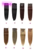 Brezilya Bakire 100 İnsan Saç Klipsi Saç Uzantılarında 1 1B 2 4 6 8 10 12 Renk Düz 1424inch Remy Hair2541926