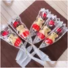 Dekoracyjne kwiaty wieńce z mydłem dla pojedynczego niedźwiedzia kwiat ofiarna sztuczna róża na Walentynki Party Bukiet Prezent Wqwe Drop dostawa dh0ti