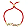 Bedelarmbanden Mode Rood Touw Hart Moeder Brief Voor Vrouwen Sieraden CZ Zirconia Hand String Bangle Trend Moeders Dag geschenken