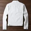 メンズホワイトデニムジャケットファッションショートスタイルスリムフィットストリートウェアスプリング秋のコートイエローレッドブラックアーミーグリーンジャン240105