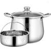 Pentola per zuppa a doppia caldaia spessa in acciaio inossidabile 304 fornello per porridge con fondo di grande capacità universale alta