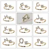 Band Rings 26 English Letter Open Finger Rings A-Z Initials Name Alphabet Female Creative Ring Fashion Wedding Party Jewelry GiftsL240105