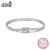 Effie Queen 100 925 Sterling Silver Tennis Bracelets Pave Clear Cubic Zirconia 14K Gold Bangle Jewelry Gift for Women Men SB61 240105