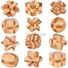 Intelligence Toys New Wooden Kong Ming Lock Lu Ban IQ Brain Teaser Educational Toy Toild Children Montessoli 3D Puzzlesゲームロック解除Toys Kid Adult 24327