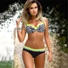 Bikini Push Up Sexy Women Swimsuit Striped Patchwork Swimewear Women Female Bandage Biquini Bathing Suit Women 2 Piece Set 240105