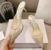 Pumps mit spitzer Zehenpartie, Strassverzierung, Kitten-Heels, Pantoletten, Hausschuhe, High Heels, Sommer und Frühling, Luxus-Designer-Sandalen für Damen mit Box