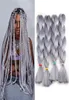 Grey High Temperature Fiber Braids Hair Kanekalon Braiding Hair Extensions Synthetic Hair Bulk 24 Inch 80g MOQ is 5 Pieces 6623692