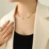 Nieuwe Mode Platte Snake Chain Choker Ketting Vrouwelijke Gouden Kleur 14 k Geel Goud Groen CZ Ketting voor Vrouwen Sieraden Gift