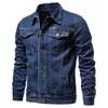 2023 Spring Men Solid Lapel Denim Jackets Fashion Motorcykel Jeans Hommes Slim Fit Cotton Casual Black Blue Coats 240105