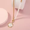 Pendant Necklaces Cross-border Sales Contracted Ot Clasp Clavicle Chain Pearl Stitching Twist Metal Single-layer Necklace Jewelry