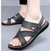 Sandálias Wnfsy Moda Masculina Ao Ar Livre Coreano Couro Genuíno Plataforma Leve Sandália Masculino Sapatos de Praia Verão Casual