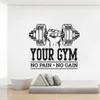 Nome personalizzato Palestra Bodybuilding No Pain No Gain Adesivo da parete Allenamento Fitness Crossfit Citazione ispiratrice Adesivo Decorare 210615286j