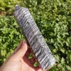 Dekorativa figurer 400-450G Natural Black Web Jasper Stone Point Reiki Chakra Big Size Tower