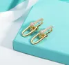 18k Gulddubblestudörhängen för kvinnor Lyxvarumärkesdesigner ol Style Shining Crystal Ear Rings Earring Party Wedding Jewelry Gift6956100