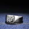 Band Rings Luxury Platinum PT950 Full Moissanite Diamond Rings for Men Finished Solid Atmosphere Boss Men's Ring Diamond Ring JewelryL240105