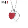 DSPF Designer Bijoux Tiffanyset Colliers Romantique Amour Double Coeur Pendentif Femme Rouge Vert Rose Émail Collier t Maison De Luxe Simple Article