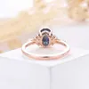 バンドリングCXSJEREMY 14K 585 ROSE GOLD 6*8mm 1.5ct Oval Cut Lab Alexandrite Ring婚約リングヴィンテージクラスターウェディングバンドBridal Anniverl240105