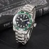 Luxury Mens Automatic Mechanical Ceramics Watches 40mm full rostfritt stål Gliding Clasp Swimming armbandsur Sapphire Luminous Watch