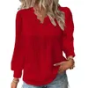 Abbigliamento da donna di vendita caldo in primavera e autunno, camicia patchwork in pizzo con scollo a V a maniche lunghe alla moda e alla moda, t-shirt da donna