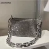 Sacs à main en strass pour femmes, pochette en diamants, sac à bandoulière pour dames, chaîne brillante, fourre-tout en cristal, 240106