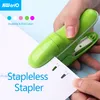 Stapleless Stapler 5299 Mini Portable Plastic Stapler Safe Paper Stapling Without School Office Bookbinding Supplies 240105