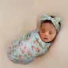 Baby Swaddle Filt med matchande hatt mjuk född wrap får 80x80 cm snuggle tyg sängkläder set urladdningssats 240106