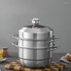 Double Boilers 304 Stainless Steel Steamer Pot/Stock Pot Household 3-Layer Thickened (28-34cm) For Gas Stove/Induction Cooker 30cm