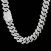 HOYON 20mm Luxury 3 Rows Zircon Cuban Chain Men's Necklace S925 Silver Jewelry Hip Hop Rock Neck Collares 16-24in 240105