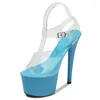 Sandalen 34-43 Sommer Sexy Super High Heels 17 cm Stiletto Wasserdichte Plattform Transparente Kristall Hochzeit Schuhe Designer