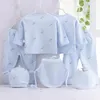 7Piece Spring born Baby Stuff Toddler Clothes Cartoon Cute Cotton T-shirtPantsHats Infant Boys Girls Clothing Set BC316 240105