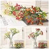 Decoratieve bloemen Luxe Cranberry Artificiales Bosbessen Nep Bessen Boeket Zijde Roos Kunstmatige Plant Home Decor Bruiloft