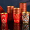 Одноразовые чашки, соломинки, 10 шт., утолщенная бумага для весеннего фестиваля, герметичная жесткая китайская чашка с рисунком дракона, посуда для напитков