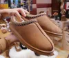 Women Tazz Tasman Slippers Boots Winter Plush Casual Warm Real Genuine Leather Slip-on Cotton boots Chestnut