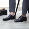 Fashion Mens Derby Formal Shoes Genuine Cow Leather Handmade Lace-up Snake Pattern Wing Tip Toe Wedding Party Dress Shoe for Men